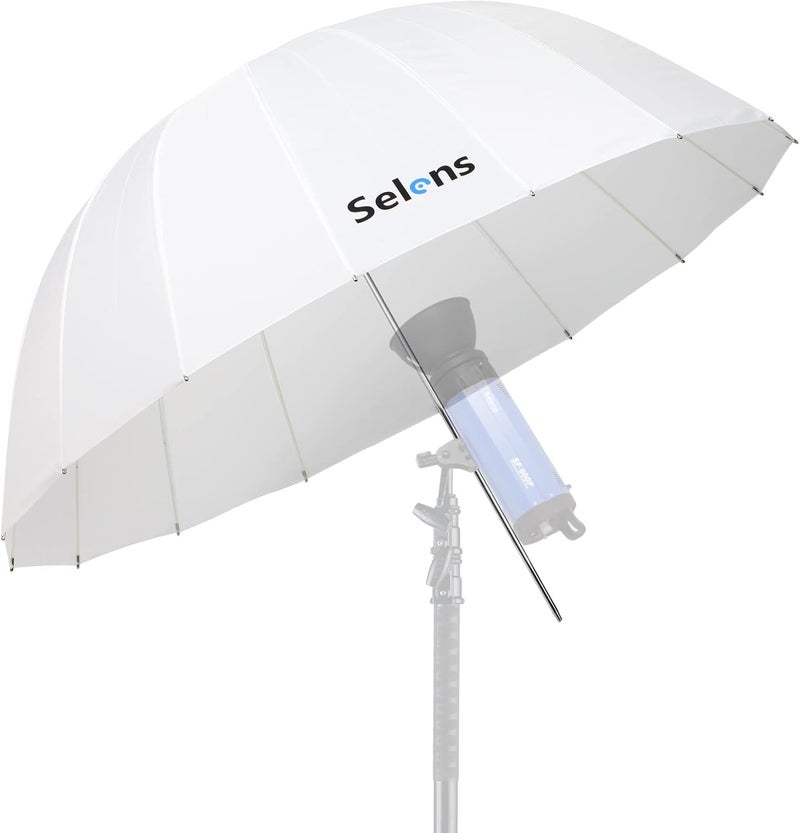 Selens 65 Inch Photography Studio Translucent Parabolic Lighting Reflective Umbrella Diffuser with Fiberglass Rib, 23 Inch Depth Soft White - Image 1