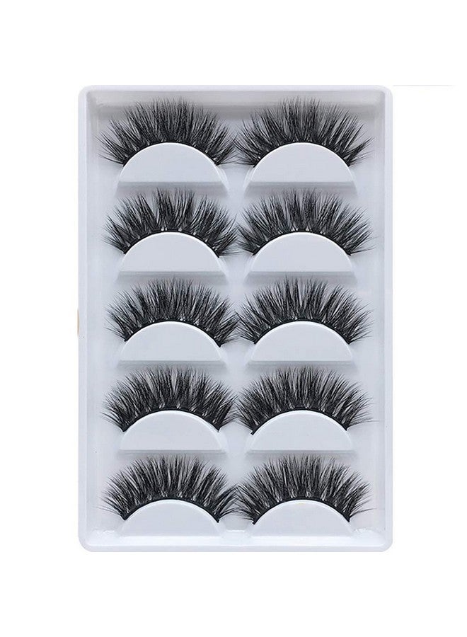 jingewell 3D False Eyelashes, 5 Pairs Faux Mink Fake Eyelashes Handmade Thick Nature Fluffy Long Lashes Reusable For Makeup - Image 2