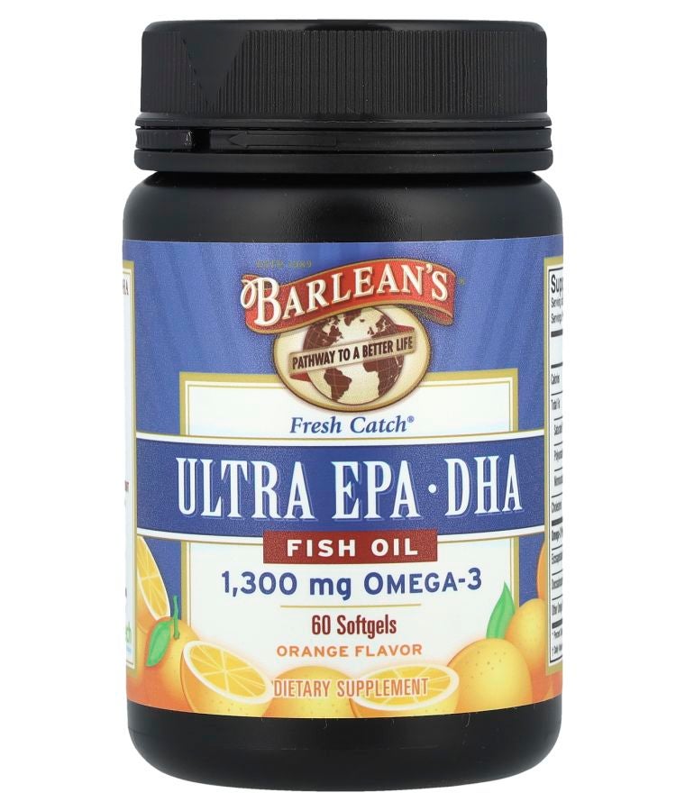 BARLEAN'S Fresh Catch® Ultra EPA/DHA Fish Oil Orange 60 Softgels (650 mg per Softgel)