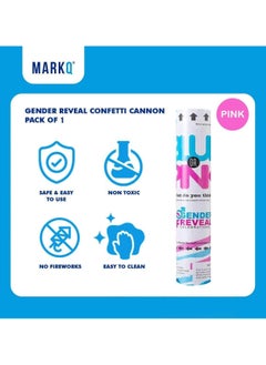 MARKQ [1 Pack] Pink Gender Reveal Confetti Cannon [30cm] – Baby Girl Confetti Popper for Pregnancy Announcements & Gender Reveal Parties  - Image 2