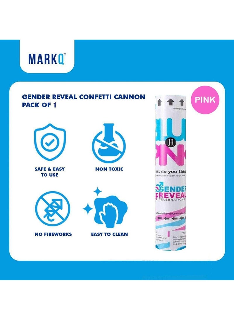 MARKQ [1 Pack] Pink Gender Reveal Confetti Cannon [30cm] – Baby Girl Confetti Popper for Pregnancy Announcements & Gender Reveal Parties - Image 2