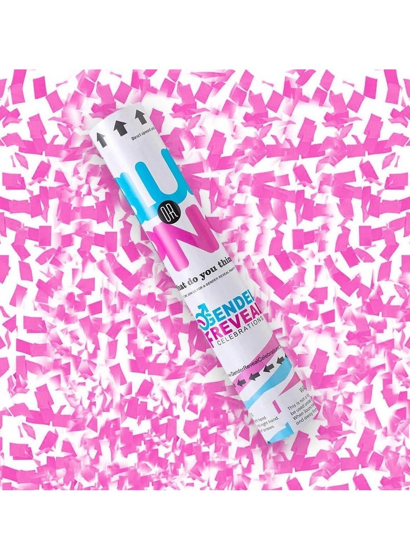 MARKQ [1 Pack] Pink Gender Reveal Confetti Cannon [30cm] – Baby Girl Confetti Popper for Pregnancy Announcements & Gender Reveal Parties - Image 1