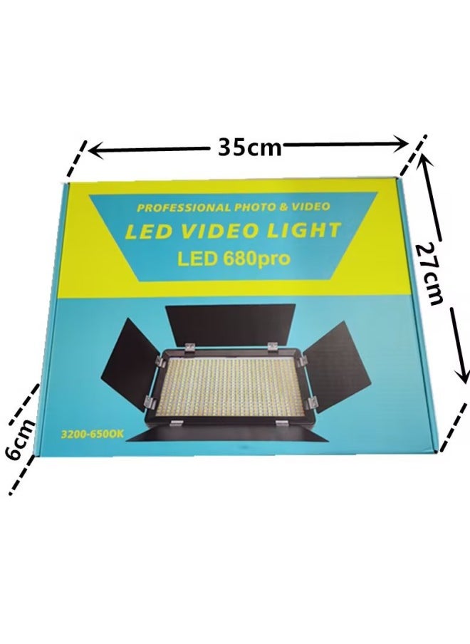 Generic - LED-680Pro Photography Lamp Short Video Live Network Red Light Photo Square Background Light Anchor Fill Light-Specifications:LED-680 PRO With 2 F770 Batteries 1 Charger - Image 1