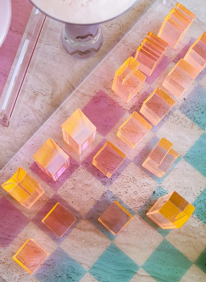 SUNNY LIFE Lucite Chess & Checkers Aurora