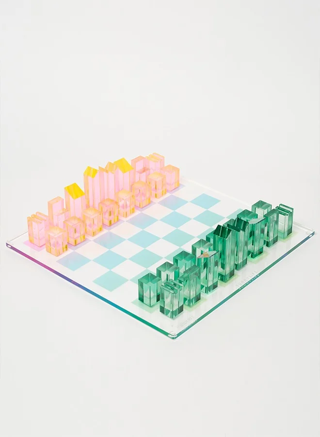 SUNNY LIFE Lucite Chess & Checkers Aurora