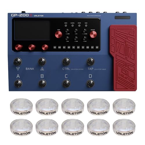 VALETON Multi Effects Processor Pedal with Expression Pedal FX Loop MIDI I/O Amp Modeling IR Cabinets Simulation Stereo OTG USB Audio Interface GP-200X (Include 10 Pcs Additional Footswitch Toppers) - Image 1