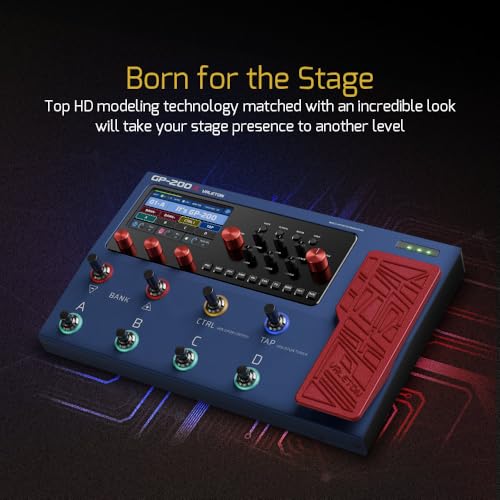 VALETON Multi Effects Processor Pedal with Expression Pedal FX Loop MIDI I/O Amp Modeling IR Cabinets Simulation Stereo OTG USB Audio Interface GP-200X (Include 10 Pcs Additional Footswitch Toppers) - Image 2