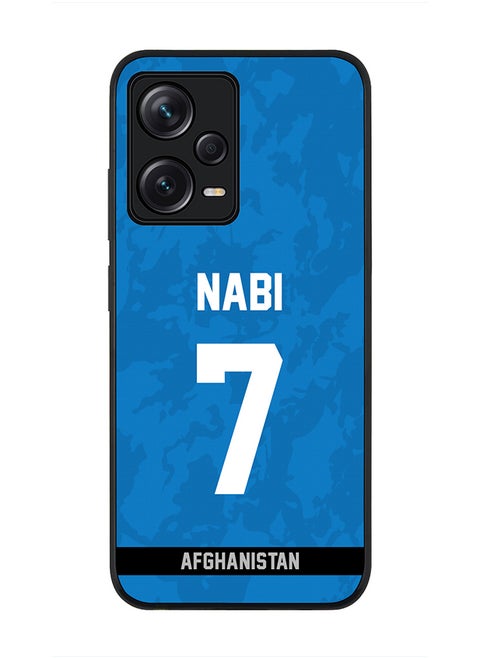 Cover for Redmi Note 12 Pro 5G, Rugged Black Slim fit Soft Flexible Thin Protective Phone Cases - Player Name - Mohammad Nabi, Jersey Number- 7