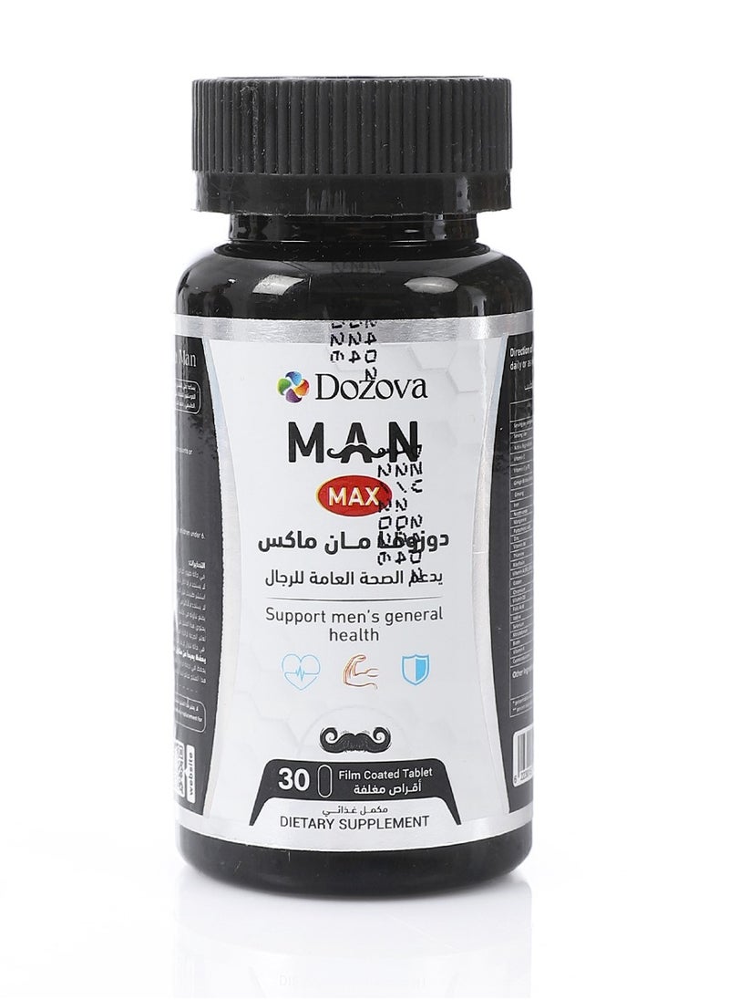 Dozova - Man max 30 Tablets Premium Daily Multivitamin, Men's Best Friend  – Supports Muscle Strength, Boosts Energy, Immunity & Vitality – Essential Vitamins & Minerals - Image 1