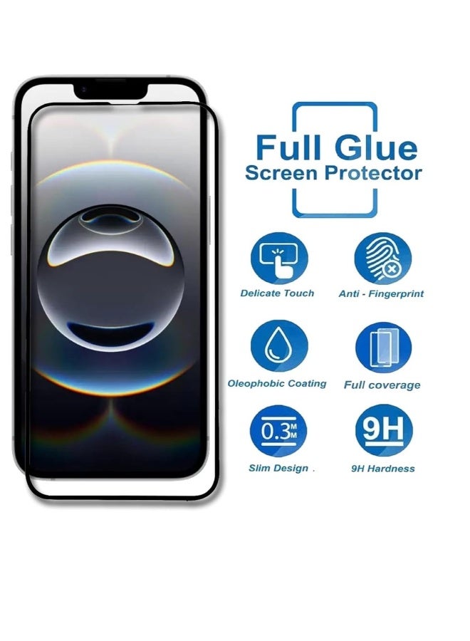 DUSALA Iphone 16E Screen Protector Full Glue Bubble Free Anti-Scratch Anti-Fingerprint 9H Hardness 3D Curved Edge Tempered Glass Screen Protector for Iphone 16e 2025 5D Black 2Pack - Image 2