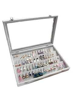 Clear Lid Earrings Organizer Holder Velvet Jewelry Tray Display Showcase Storage 32 Pairs Earring Box Case Lockable Earrings Box