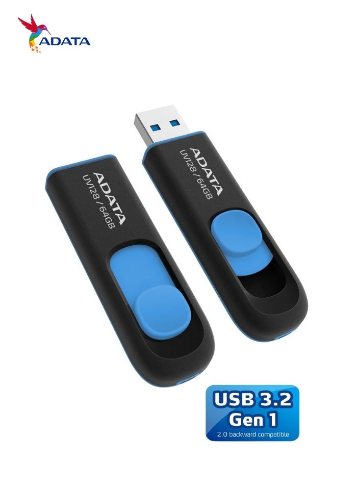 ADATA UV128 64GB USB 3.2 Flash Drive | Lightweight Capless | Fast Data Transfer | Blue  - Image 4