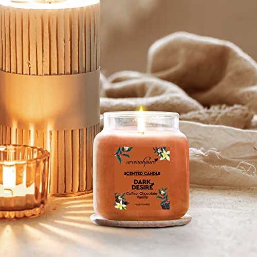 Aromahpure Scented Candles (50 Hours) (100% Soy Wax)- Handcrafted | Smoke-Free | Sweet Bloom-Apple, Dark Desire- Chocolate, Coffee & Vanilla Fragrance Candles for Home & Gift Sets. (Pack of 2) - Image 3