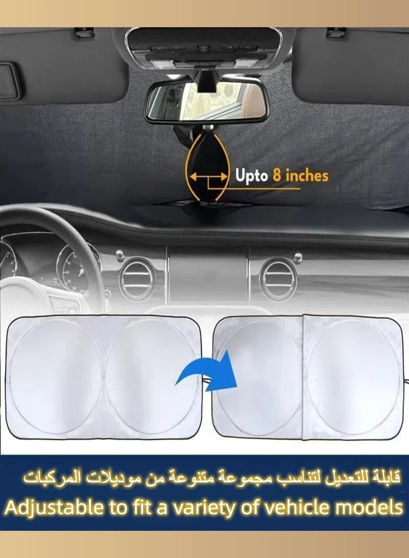 بنايد 🔥مظلة سيارة قابلة للطي - عاكسة فضية وخلفية سوداء | تحجب 99% من الأشعة فوق البنفسجية | تناسب جميع سيارات السيدان | تخفض الحرارة بمقدار 30 درجة مئوية - Image 3
