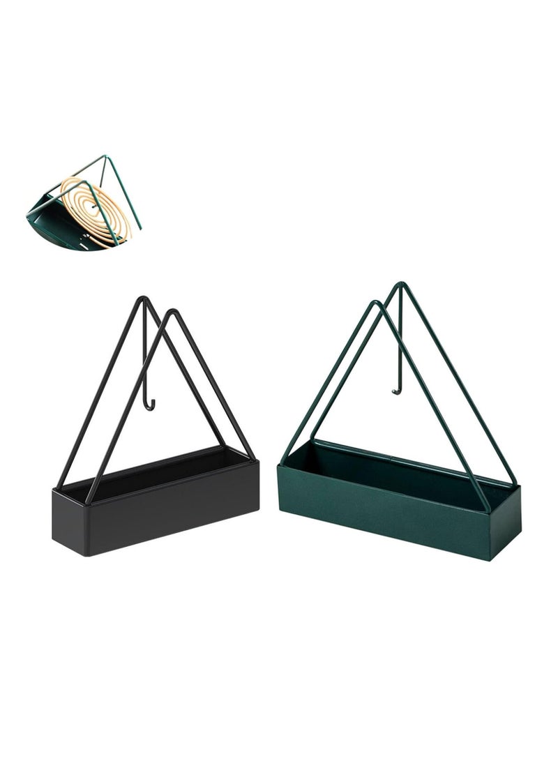 KASTWAVE 2 Pack Coil Insense Burner Mosquito Coils Holder Full Metal Triangular Hanging Coil Tray Ash Catcher Storage Bracket Coil Vertical Stand Support Base for for Indoor Outdoor Camping - Image 1
