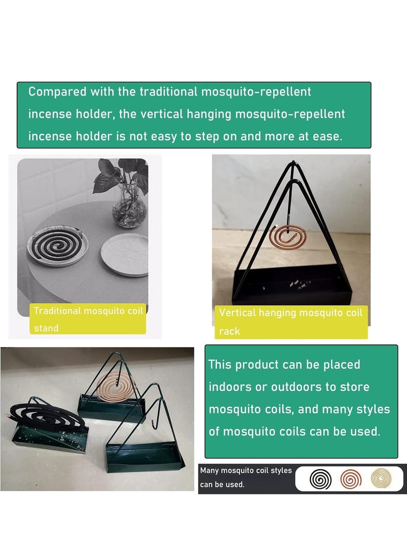 KASTWAVE 2 Pack Coil Insense Burner Mosquito Coils Holder Full Metal Triangular Hanging Coil Tray Ash Catcher Storage Bracket Coil Vertical Stand Support Base for for Indoor Outdoor Camping - Image 3