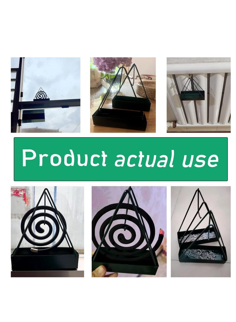 KASTWAVE 2 Pack Coil Insense Burner Mosquito Coils Holder Full Metal Triangular Hanging Coil Tray Ash Catcher Storage Bracket Coil Vertical Stand Support Base for for Indoor Outdoor Camping - Image 5