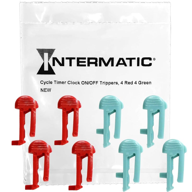 Intermatic Cycle Timer Clock ON/Off Plastic Switch Trippers - TN, PB, TB Series, 4 Red, 4 Green - Image 1