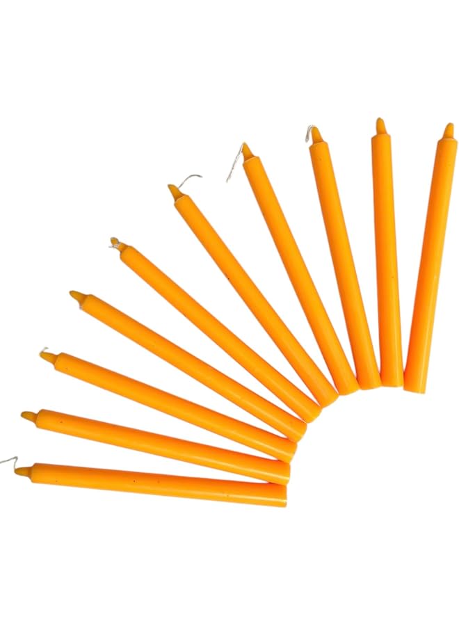 The Bros Taper Candles Orange Color Candles Long 19cm x Round 1.5cm Set Of 10Pcs Long Candles (19cm Orange Candles 10Pcs) - Image 1