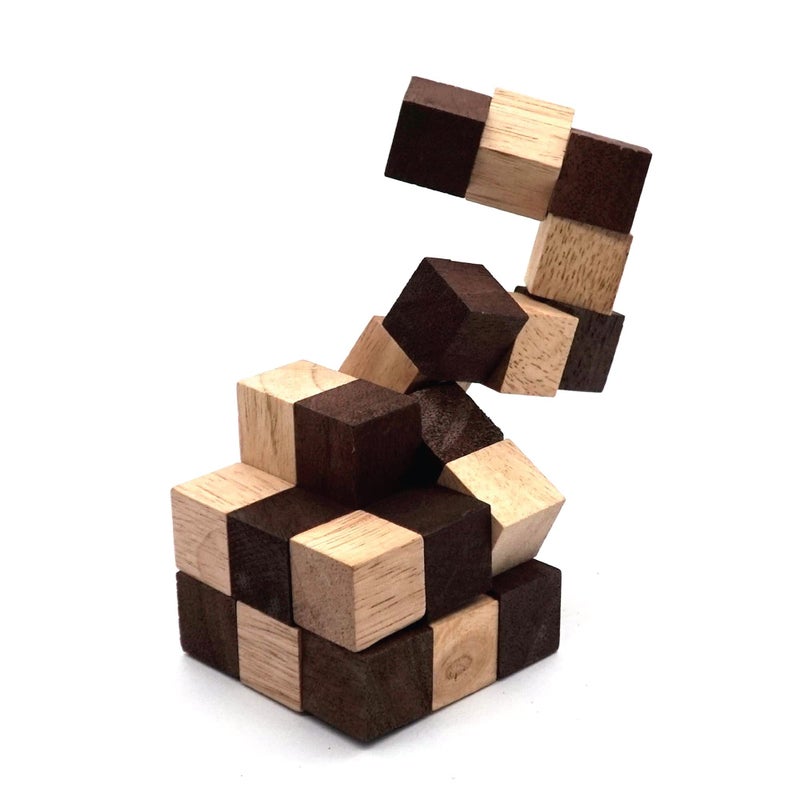 BSIRI Snake Puzzle Cube Classic Games (M Size) - 3D Mind Puzzles for Adults in Hand with Wooden Cube Designs of Magic Game for Educational Brain Games for Kids to Challenges Brain Teasers Puzzles Kids - Image 1