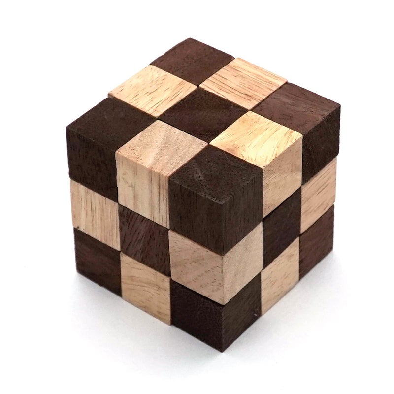 BSIRI Snake Puzzle Cube Classic Games (M Size) - 3D Mind Puzzles for Adults in Hand with Wooden Cube Designs of Magic Game for Educational Brain Games for Kids to Challenges Brain Teasers Puzzles Kids - Image 2