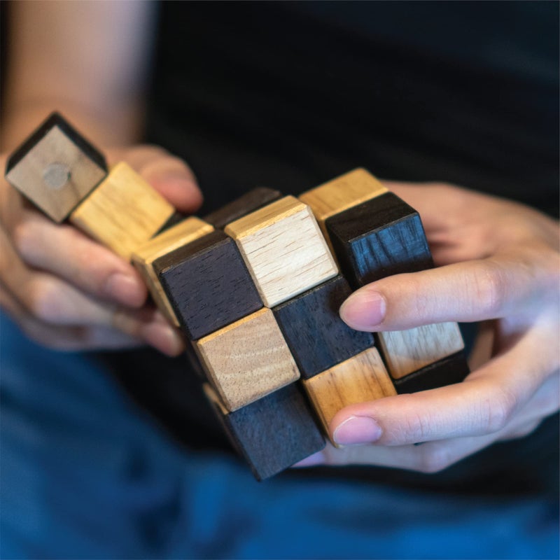 BSIRI Snake Puzzle Cube Classic Games (M Size) - 3D Mind Puzzles for Adults in Hand with Wooden Cube Designs of Magic Game for Educational Brain Games for Kids to Challenges Brain Teasers Puzzles Kids - Image 4