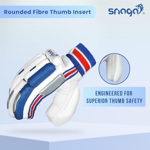 Snaga Players Cricket Batting Gloves, White Blue and (Men) - Image 4