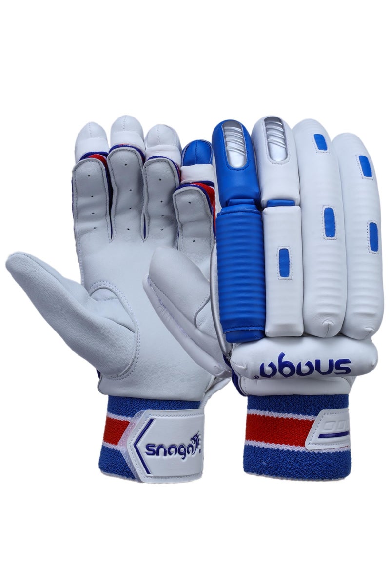 Snaga Players Cricket Batting Gloves, White Blue and (Men) - Image 1