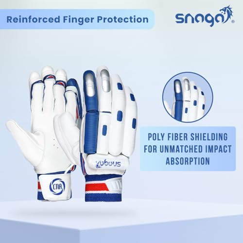 Snaga Players Cricket Batting Gloves, White Blue and (Men) - Image 2