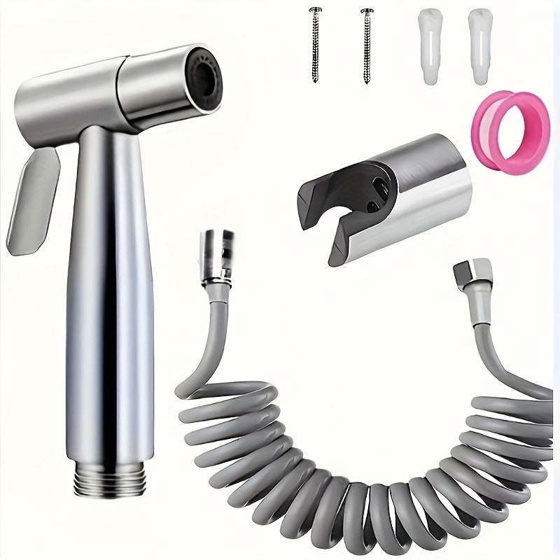 PETO High-Pressure Handheld Shower Set - Stainless Steel Bathroom Cleaning Nozzle with 4.8ft Flexible Wall-Mount Bracket and Bathtub Accessories - Wall-Mounted, Flow Control, Modern Design for Enhanced Cleaning Comfort - Image 4