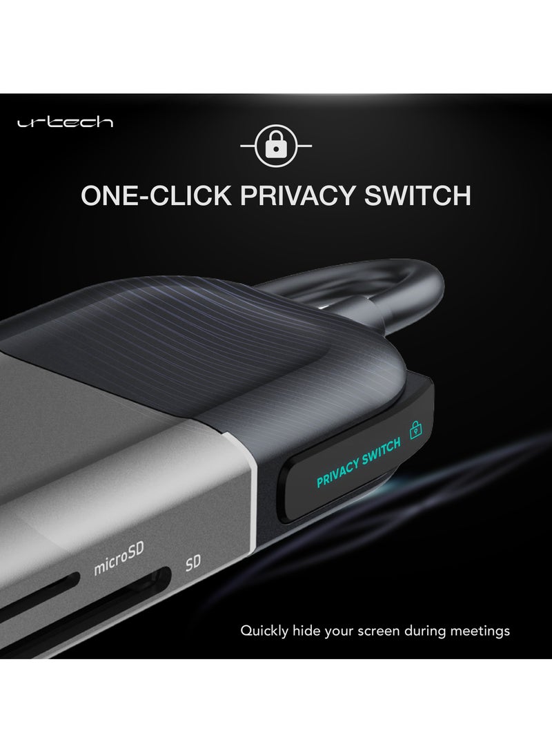 URTECH 6-in-1 USB-C Hub | Privacy Screen Protection | 4K HDMI | SD Card Reader | 100W PD | Premium Aluminum Design - Image 2