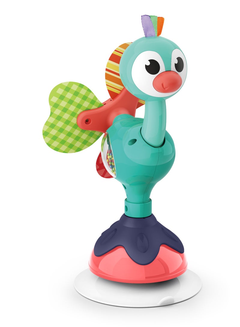Hola Peacock Highchair Toy with Suction – Sensory Development Toy for Babies 6M+, Stimulates Vision, Hearing, and Touch, Fine Motor Skills, Non-Toxic and Easy to Clean, Mealtime Toys - Image 3