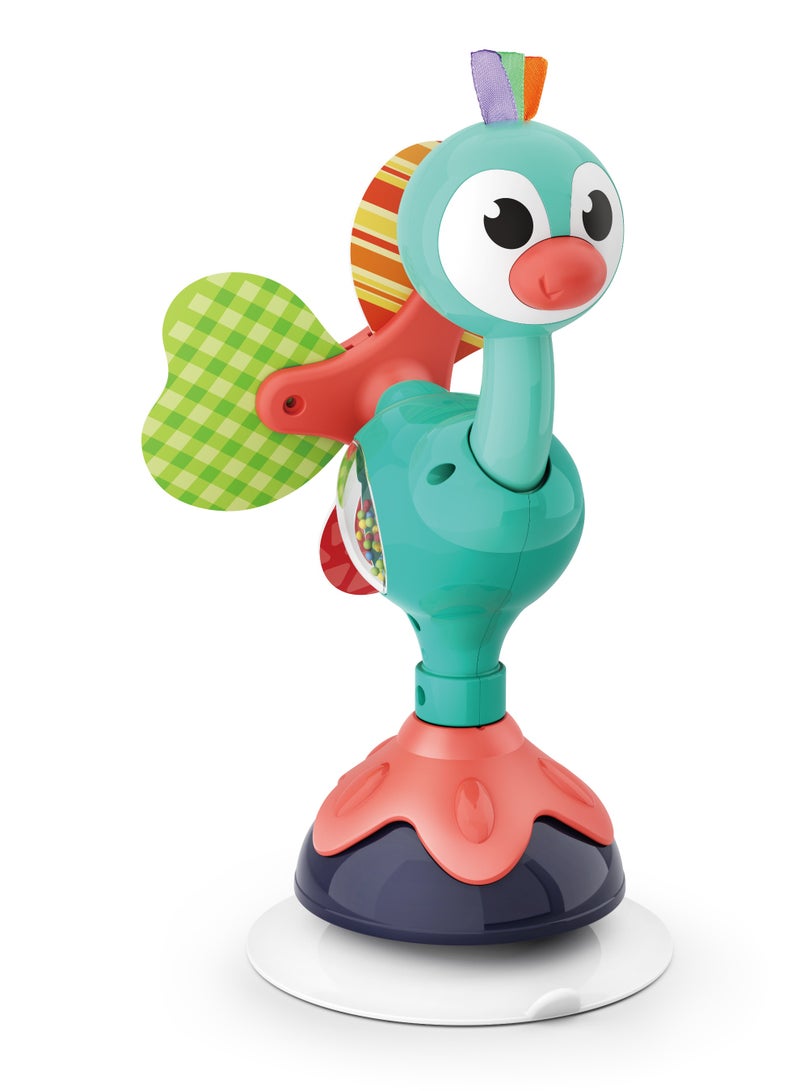 Hola Peacock Highchair Toy with Suction – Sensory Development Toy for Babies 6M+, Stimulates Vision, Hearing, and Touch, Fine Motor Skills, Non-Toxic and Easy to Clean, Mealtime Toys - Image 2