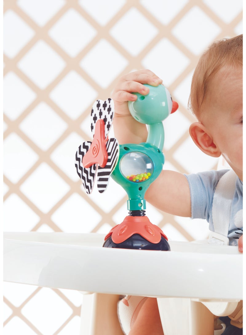 Hola Peacock Highchair Toy with Suction – Sensory Development Toy for Babies 6M+, Stimulates Vision, Hearing, and Touch, Fine Motor Skills, Non-Toxic and Easy to Clean, Mealtime Toys - Image 1