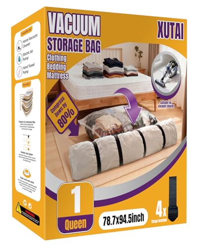 XUTAI Mattress Vacuum Bag Vacuum Seal Storage Bag for Mattress Clothing Heavy Duty Reusable Mattress Storage Bag 1 Queen - Image 1