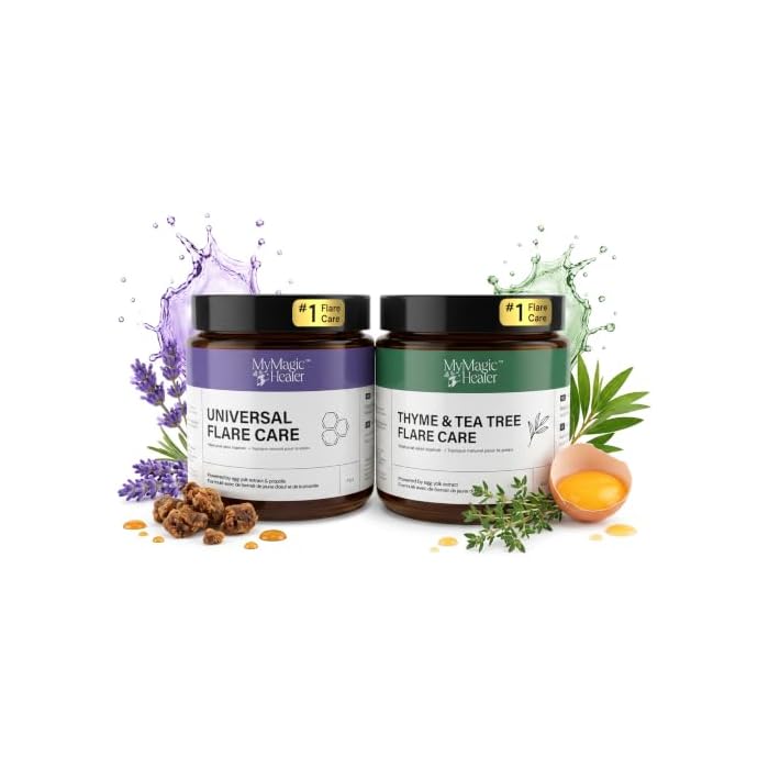 MyMagicHealer Complete Flare Care DUO – Universal & Thyme Tea Tree Drawing Salve for HS, Boils & Breakouts | Dual Care for Irritated Skin | Natural Ingredients (2 x 4 oz)