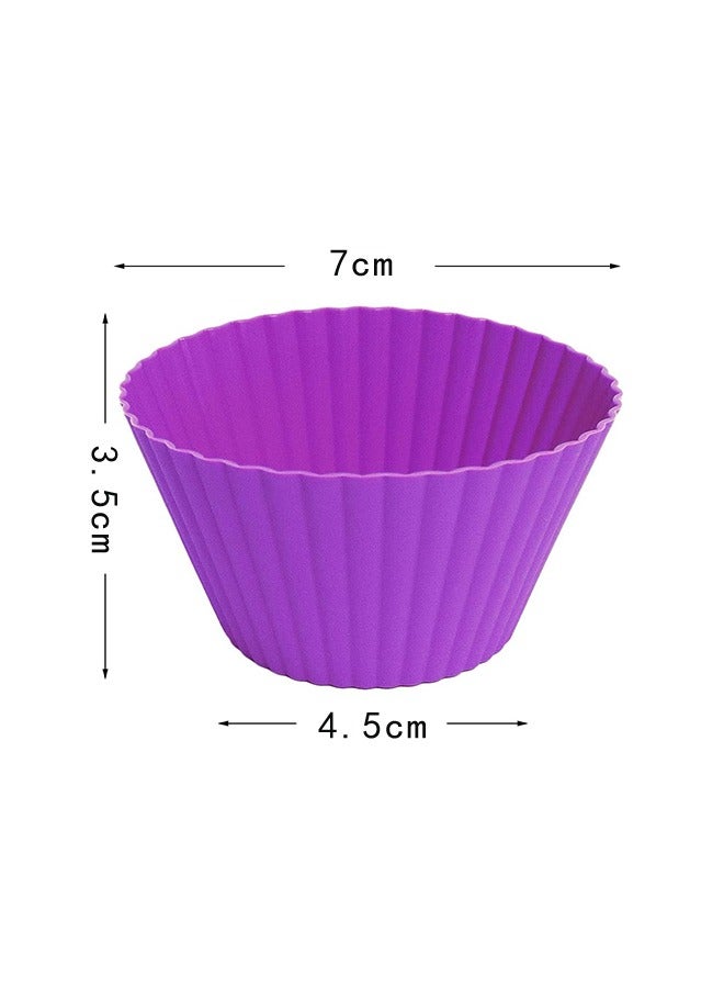 12 قطعة من أكواب الكب كيك المصنوعة من السيليكون كبيرة الحجم، أكواب خبز سيليكون جامبو قابلة لإعادة الاستخدام وسهلة التنظيف، رائعة للكب كيك والموس (متعددة الألوان) - Image 2