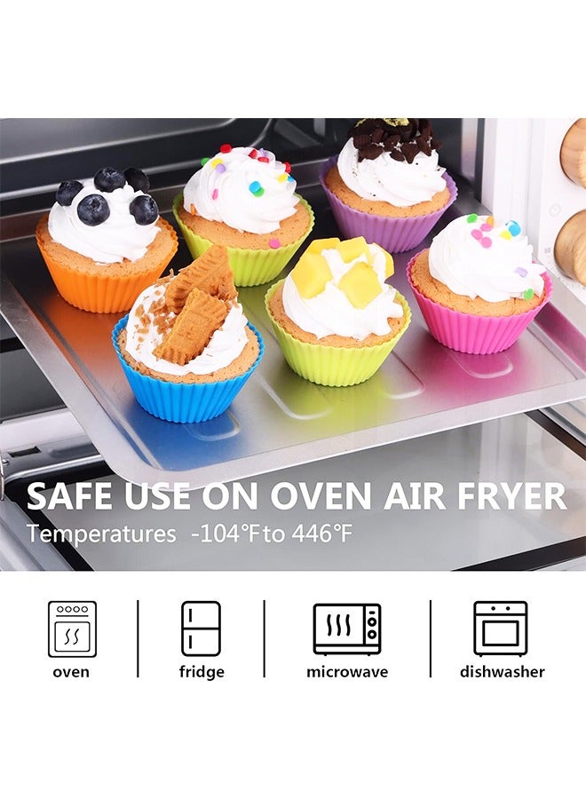 12 قطعة من أكواب الكب كيك المصنوعة من السيليكون كبيرة الحجم، أكواب خبز سيليكون جامبو قابلة لإعادة الاستخدام وسهلة التنظيف، رائعة للكب كيك والموس (متعددة الألوان) - Image 3