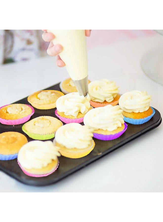 12 قطعة من أكواب الكب كيك المصنوعة من السيليكون كبيرة الحجم، أكواب خبز سيليكون جامبو قابلة لإعادة الاستخدام وسهلة التنظيف، رائعة للكب كيك والموس (متعددة الألوان) - Image 5
