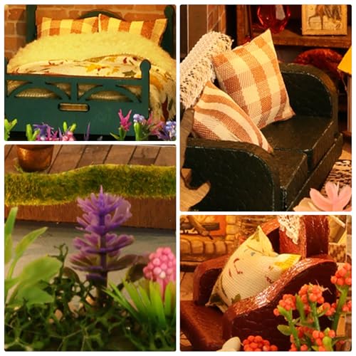 Foyucool ﻿Foyucool Miniature House Kit, Mini House Building Kit with Light, Dollhouse Kits for for Adult to Building, Forest Adventure - Image 5