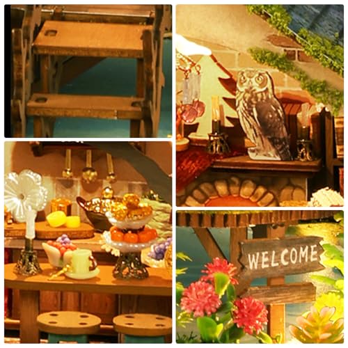 Foyucool ﻿Foyucool Miniature House Kit, Mini House Building Kit with Light, Dollhouse Kits for for Adult to Building, Forest Adventure - Image 3