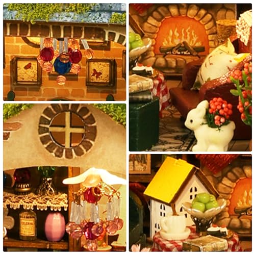 Foyucool ﻿Foyucool Miniature House Kit, Mini House Building Kit with Light, Dollhouse Kits for for Adult to Building, Forest Adventure - Image 4