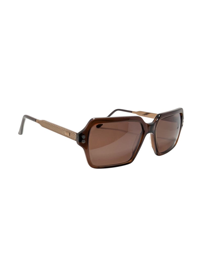 Armando Cavelli - Authentic Armando Cavelli sunglasses, crafted from carefully selected premium acetate for a luxurious look and longevity with extensive use. This model combines modernity and classic style, with a raw brown acetate front and brown -plated metal temples to complete your luxury look. Comes with premium polymer lenses offer UV400 protection in a brwon - Image 1