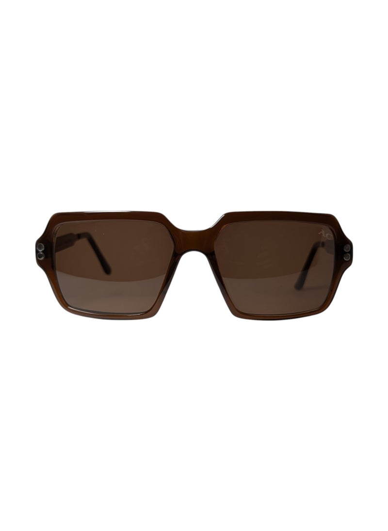 Armando Cavelli - Authentic Armando Cavelli sunglasses, crafted from carefully selected premium acetate for a luxurious look and longevity with extensive use. This model combines modernity and classic style, with a raw brown acetate front and brown -plated metal temples to complete your luxury look. Comes with premium polymer lenses offer UV400 protection in a brwon - Image 1