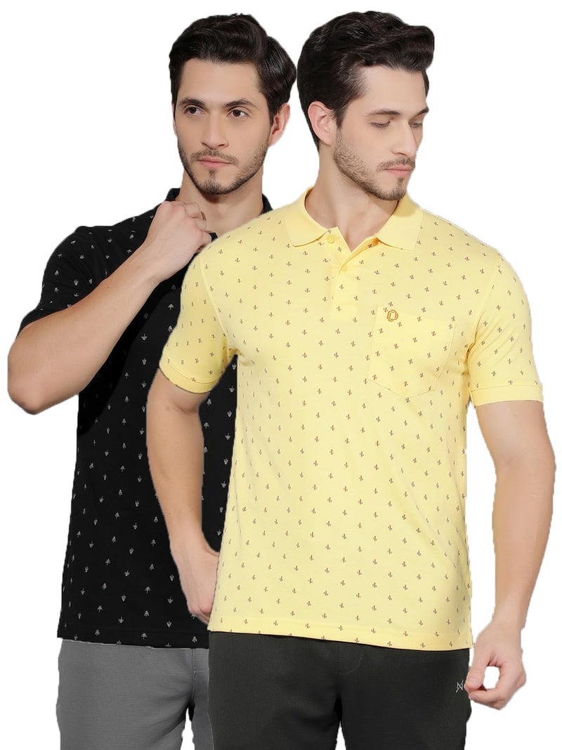 Dollar Mens Cotton Casual Printed Polo Tshirt (Pack of 2) - Image 1