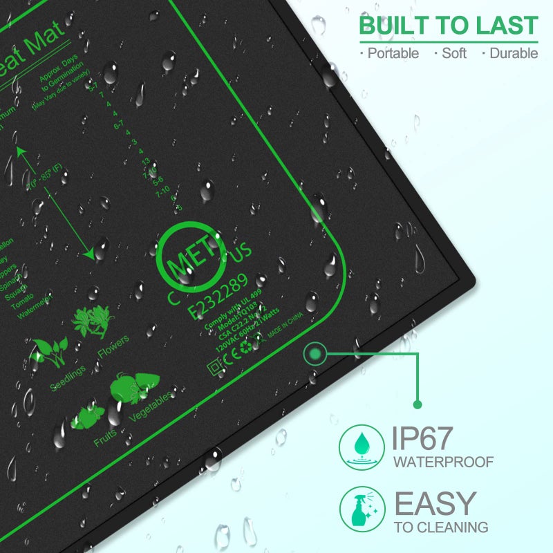 GYTF حصيرة تسخين البذور GYTF 21W لبدء الزراعة، 10" × 20.75" وسادة تسخين مقاومة للماء لنمو النباتات الداخلية، معيار MET - عبوة 2 - Image 5