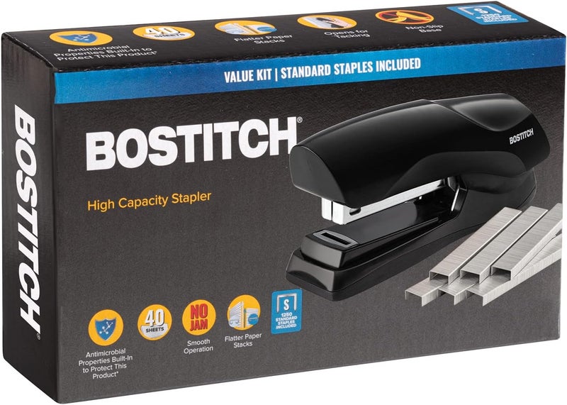 Bostitch Office Stapler Heavy Duty - 40 Sheet Stapler for Desk -Full-Strip - Includes 1260 Staples - Black - Image 2