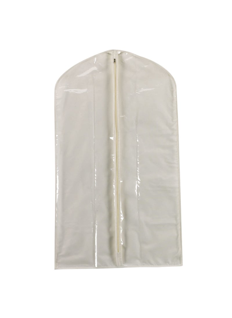 Household Essentials Household Essentials 311393 Hanging Garment Bag  Suit and Jacket Protector  Natural Cotton Canvas with Clear Vinyl Cover OffWhite 