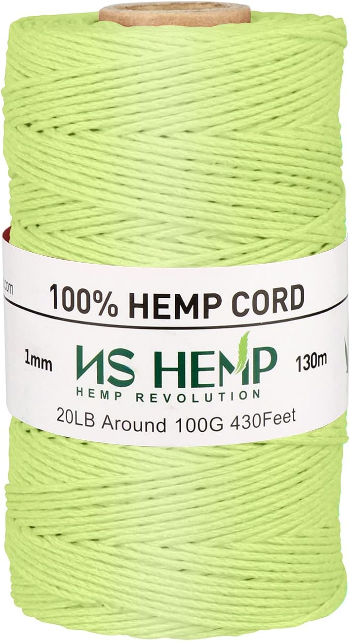 NS HEMP 【 】 Sustainable Hemp Twine Spool for Jewelry Making Bracelets Necklaces Arts Crafts Gift Decoration - 1mm 130 Meters (12 Lime Green) - Image 1