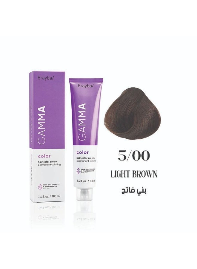 Erayba Gamma Color Permanent Hair Dye100m 5/00 Light brown - Image 1